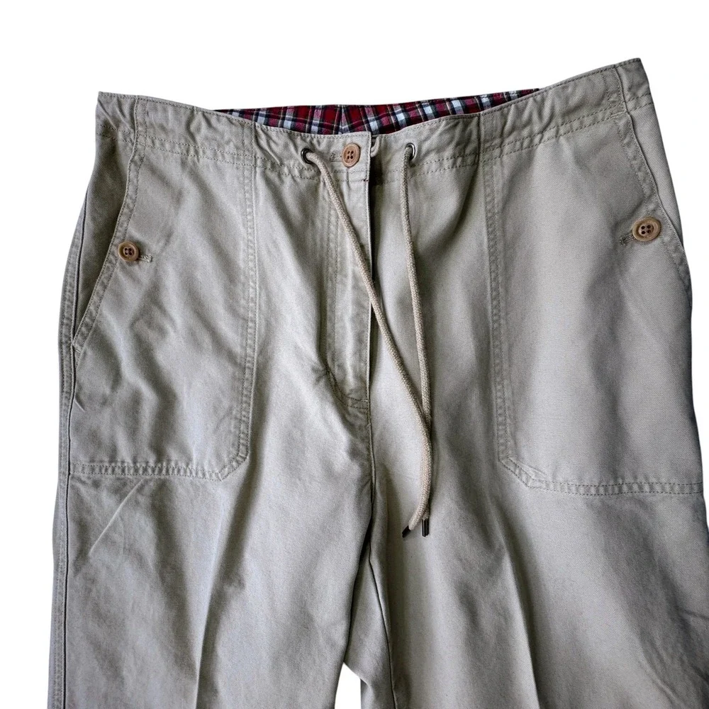 Lauren Ralph Lauren Khaki Capri Pants Women 8 Cotton Utility Drawstring VTG 90s